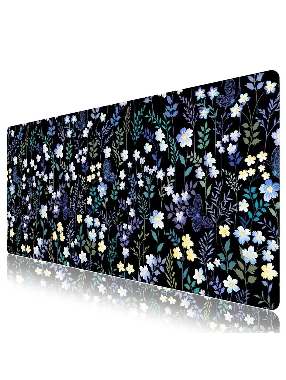 Wildflower Floral Desk Mat XXL Large Mouse Pad 35.4x15.7" Non-Slip Stitched
